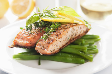 Grilled salmon steak