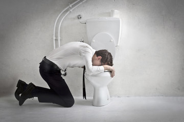 Young Businessman Vomiting