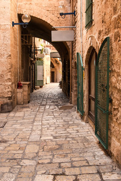 A narrow street in historic Jaffa , Israel