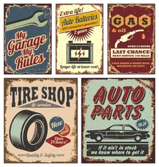 Photo sur Aluminium Poster vintage Enseignes et affiches en métal pour voitures anciennes
