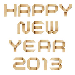 Happy new year 2013 recycled papercraft background.