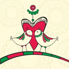 Illustration of birds in love