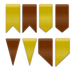 Bookmarks - set of ribbon icons with leather texture