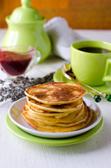 Pancakes with cottage cheese and lavender