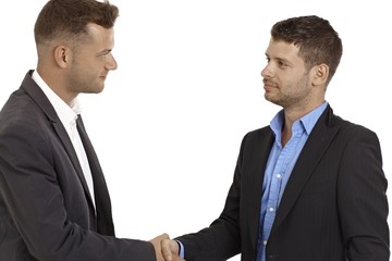 Young businessmen shaking hands