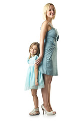 Fototapeta na wymiar Mother with daughter isolated on white