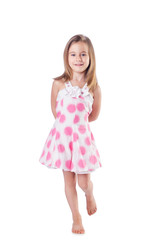Cute little girl isolated on the white