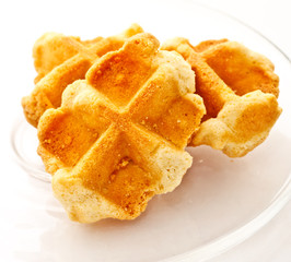 waffle cookies on white background