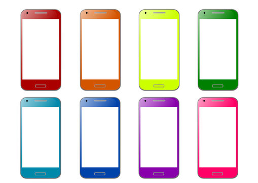 Série de smartphones multicolores: écran vide