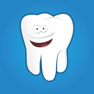 Happy smiling healthy tooth character