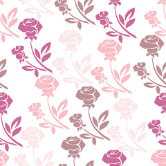 Floral seamless pattern with rose in pastel tones.