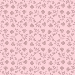 Floral seamless pattern with rose in pastel tones.