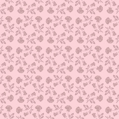 Floral seamless pattern with rose in pastel tones.