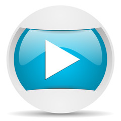 play round blue web icon on white background