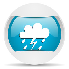 weather round blue web icon on white background
