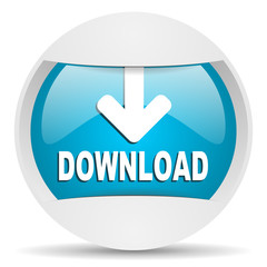 download round blue web icon on white background