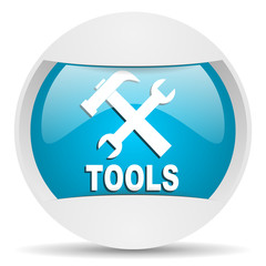 tools round blue web icon on white background