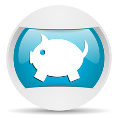 piggy bank round blue web icon on white background