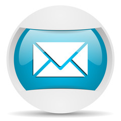 mail round blue web icon on white background