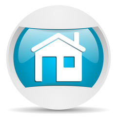 home round blue web icon on white background