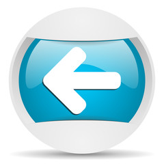 arrow left round blue web icon on white background