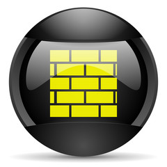 firewall round black web icon on white background