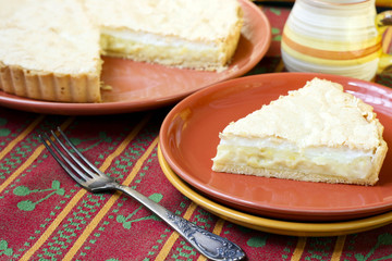 Lemon and coconut meringue pie
