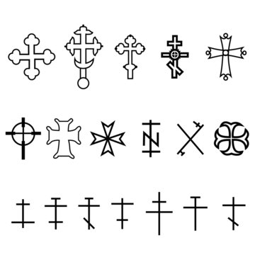 set of crosses in different style