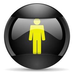 man round black web icon on white background