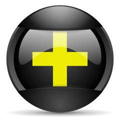 emergency round black web icon on white background