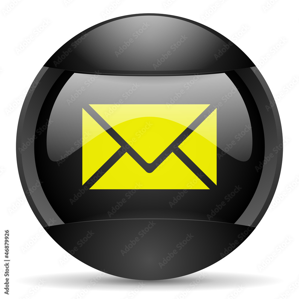 Poster mail round black web icon on white background