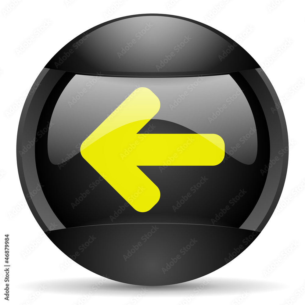 Poster arrow left round black web icon on white background