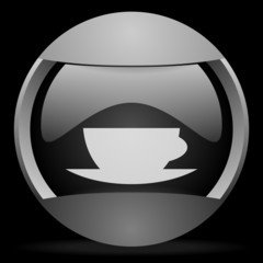 coffee cup round gray web icon on black background