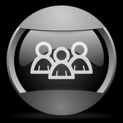 forum round gray web icon on black background