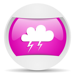 storm round violet web icon on white background