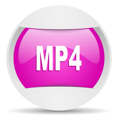 mp4 round violet web icon on white background
