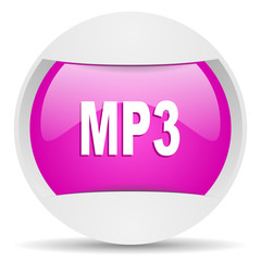 mp3 round violet web icon on white background