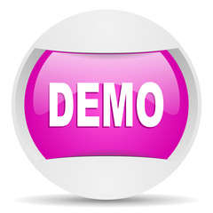 demo round violet web icon on white background