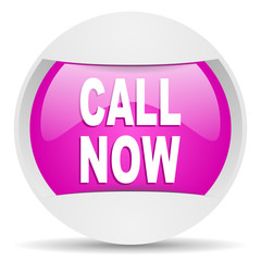 call now round violet web icon on white background