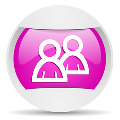 minus round violet web icon on white background