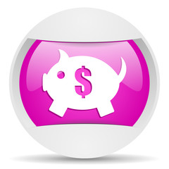 piggy bank round violet web icon on white background
