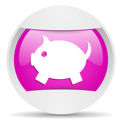 piggy bank round violet web icon on white background