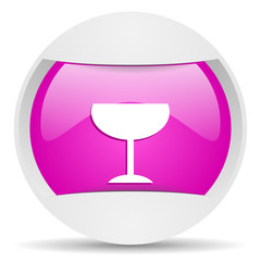 glass round violet web icon on white background