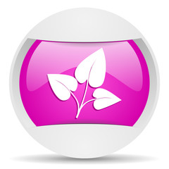 eco round violet web icon on white background
