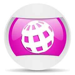 earth round violet web icon on white background