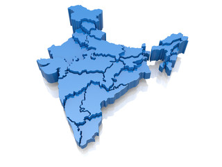 Three-dimensional map of India