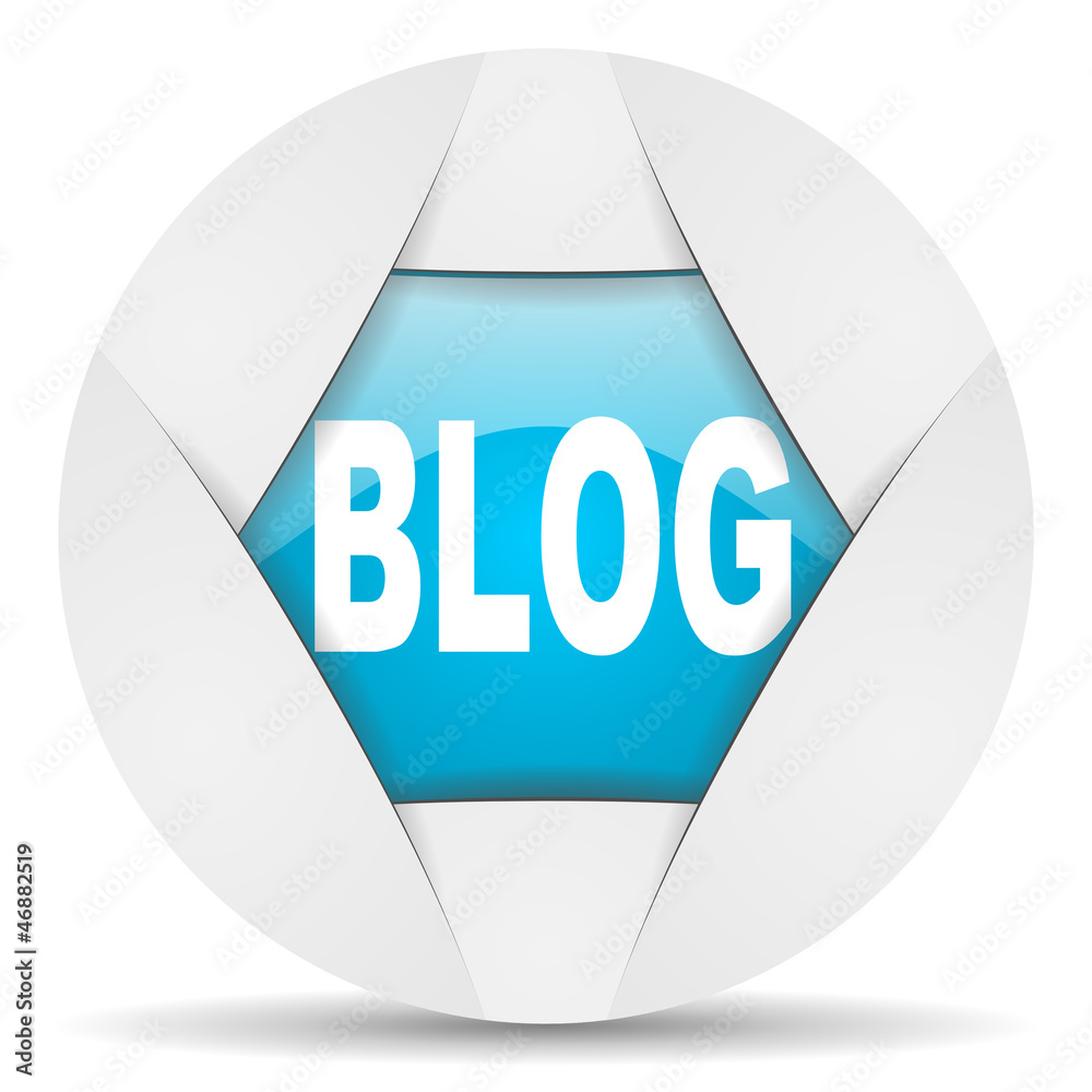 Poster blog round blue web icon on white background