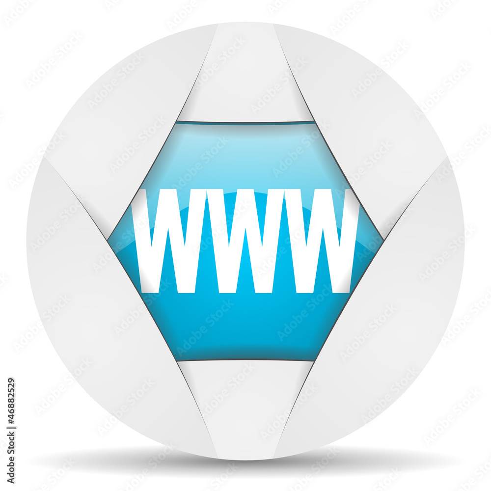 Poster www round blue web icon on white background