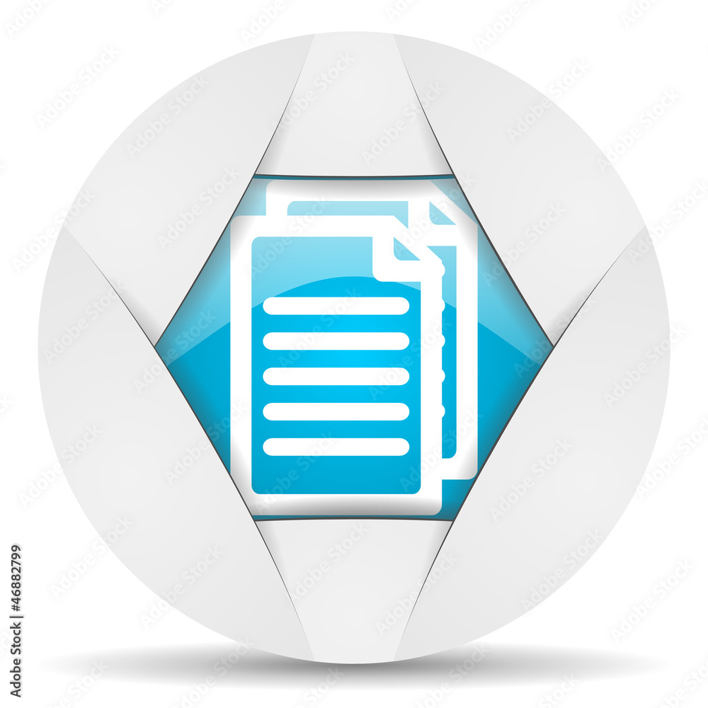 Poster document round blue web icon on white background