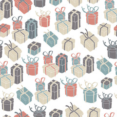 Gift boxes seamless pattern. Vector illustration, EPS8